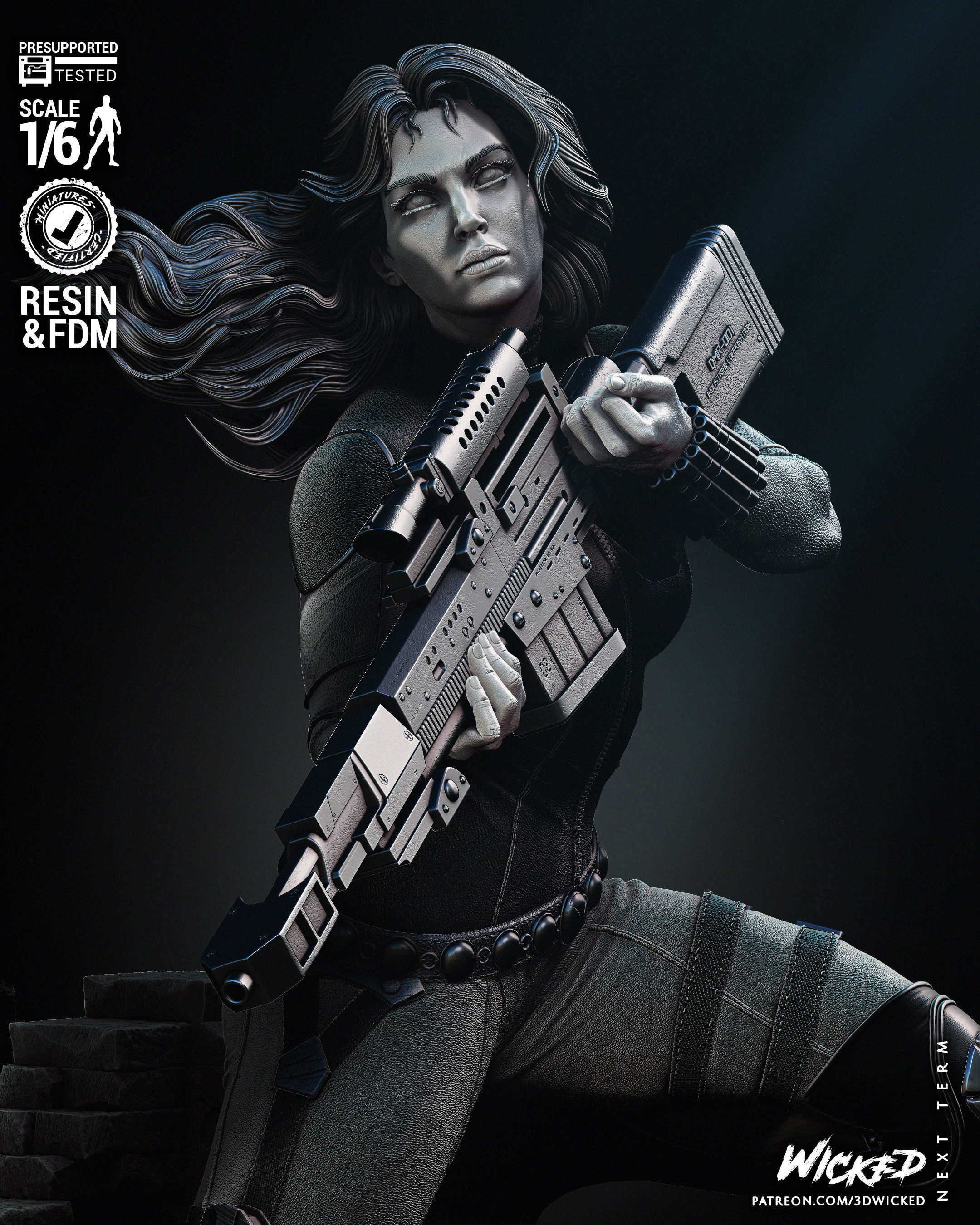 Wicked Marvel Black Widow Sculpture Tested for 3D printing 3D print model_26