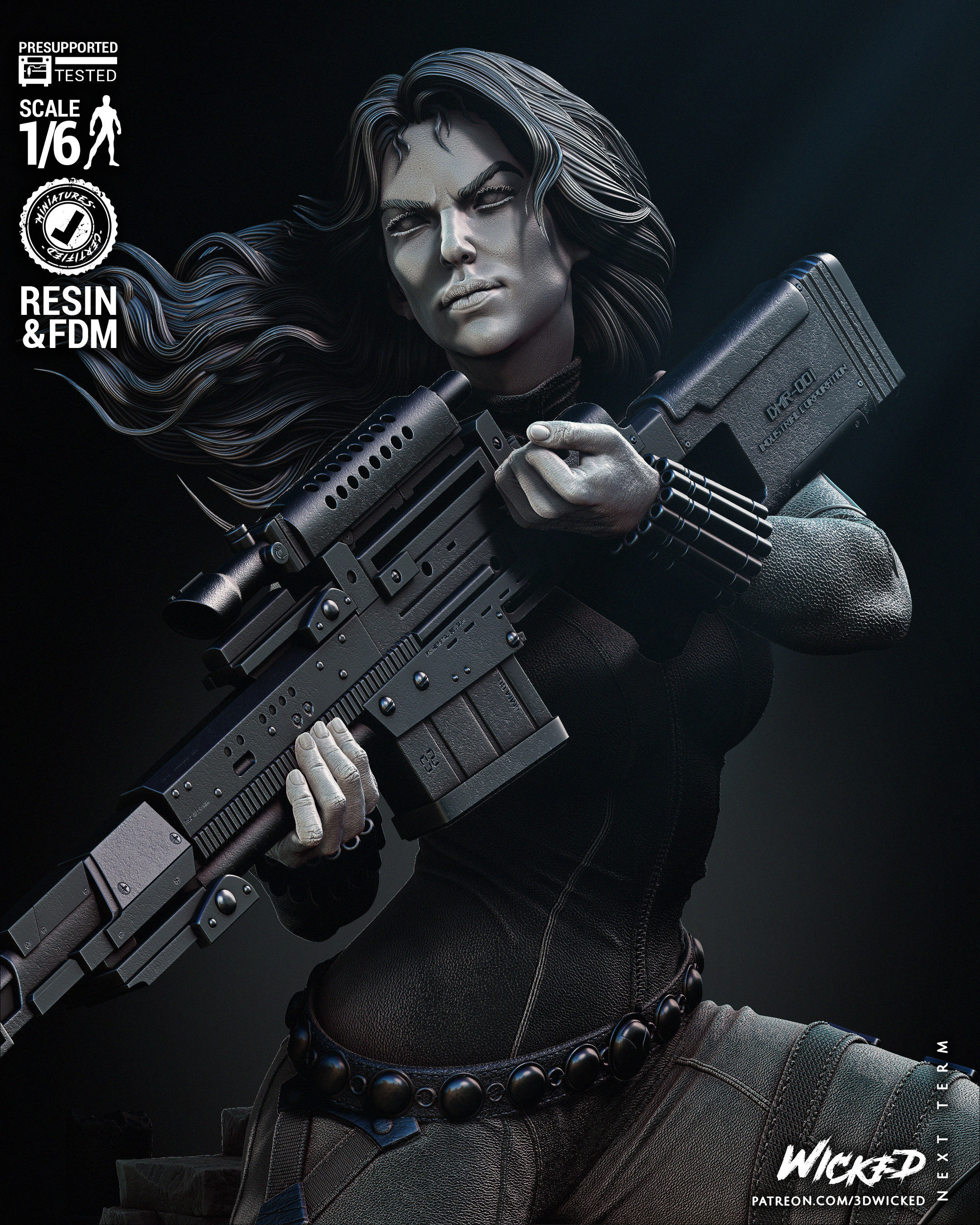 Wicked Marvel Black Widow Sculpture Tested for 3D printing 3D print model_19