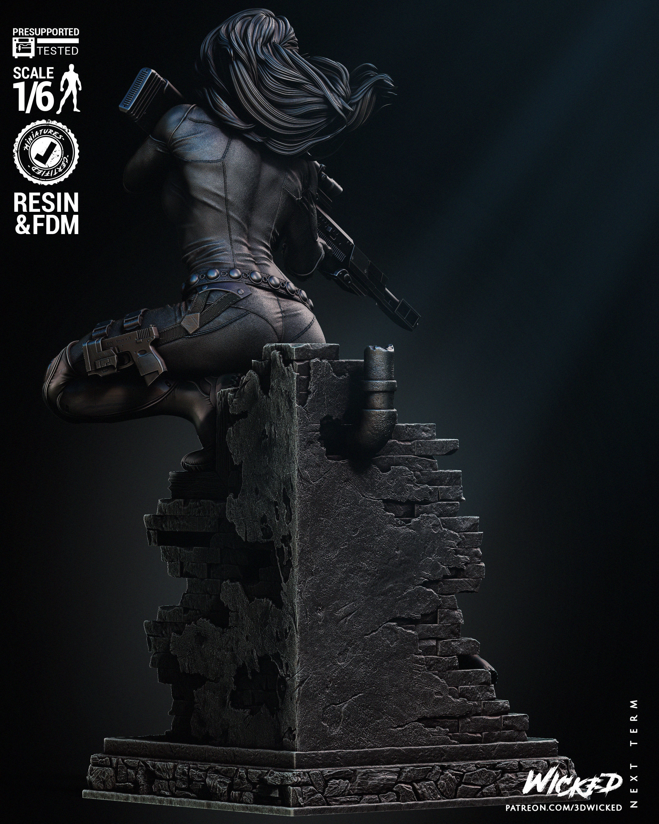 Wicked Marvel Black Widow Sculpture Tested for 3D printing 3D print model_12