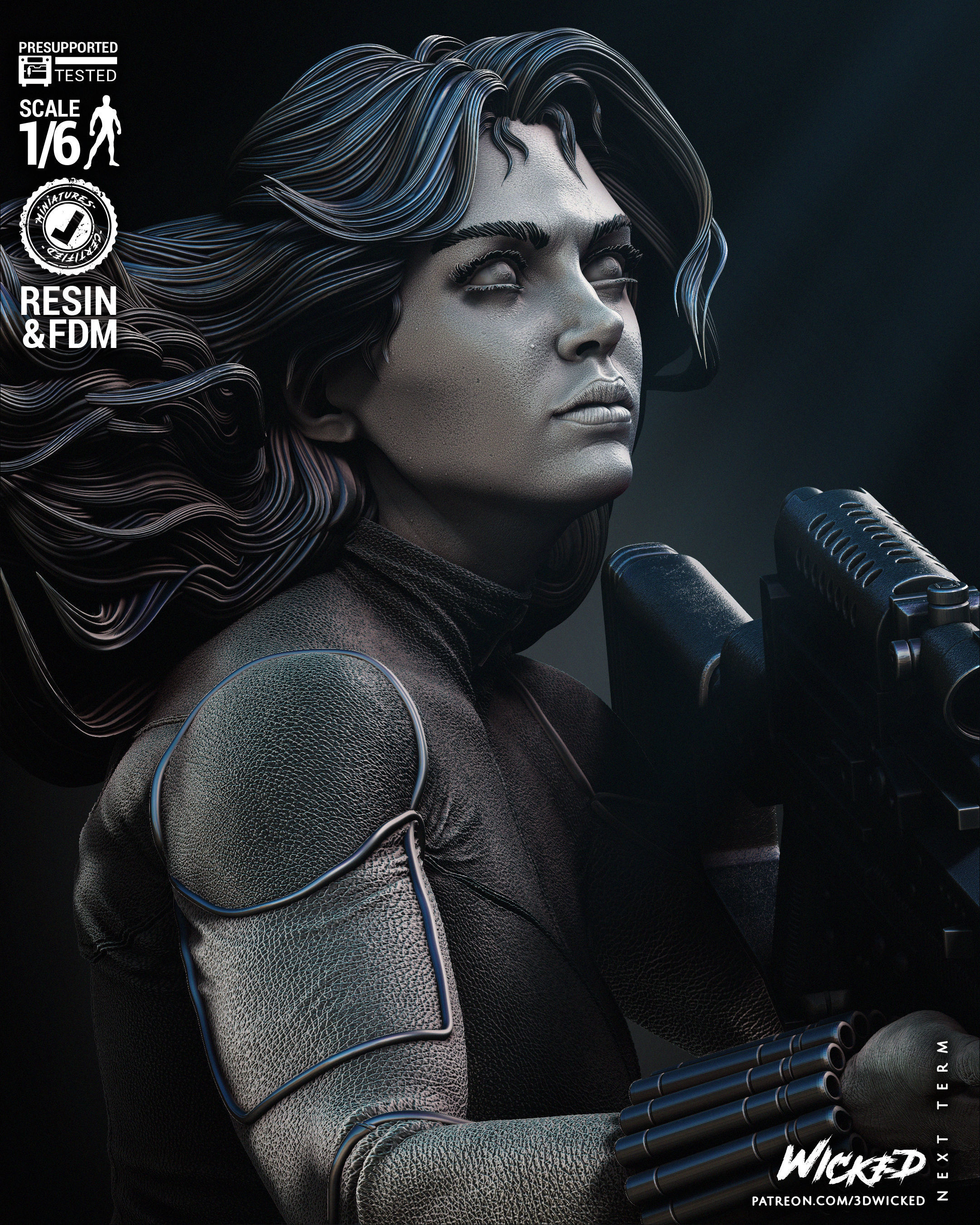 Wicked Marvel Black Widow Sculpture Tested for 3D printing 3D print model_32
