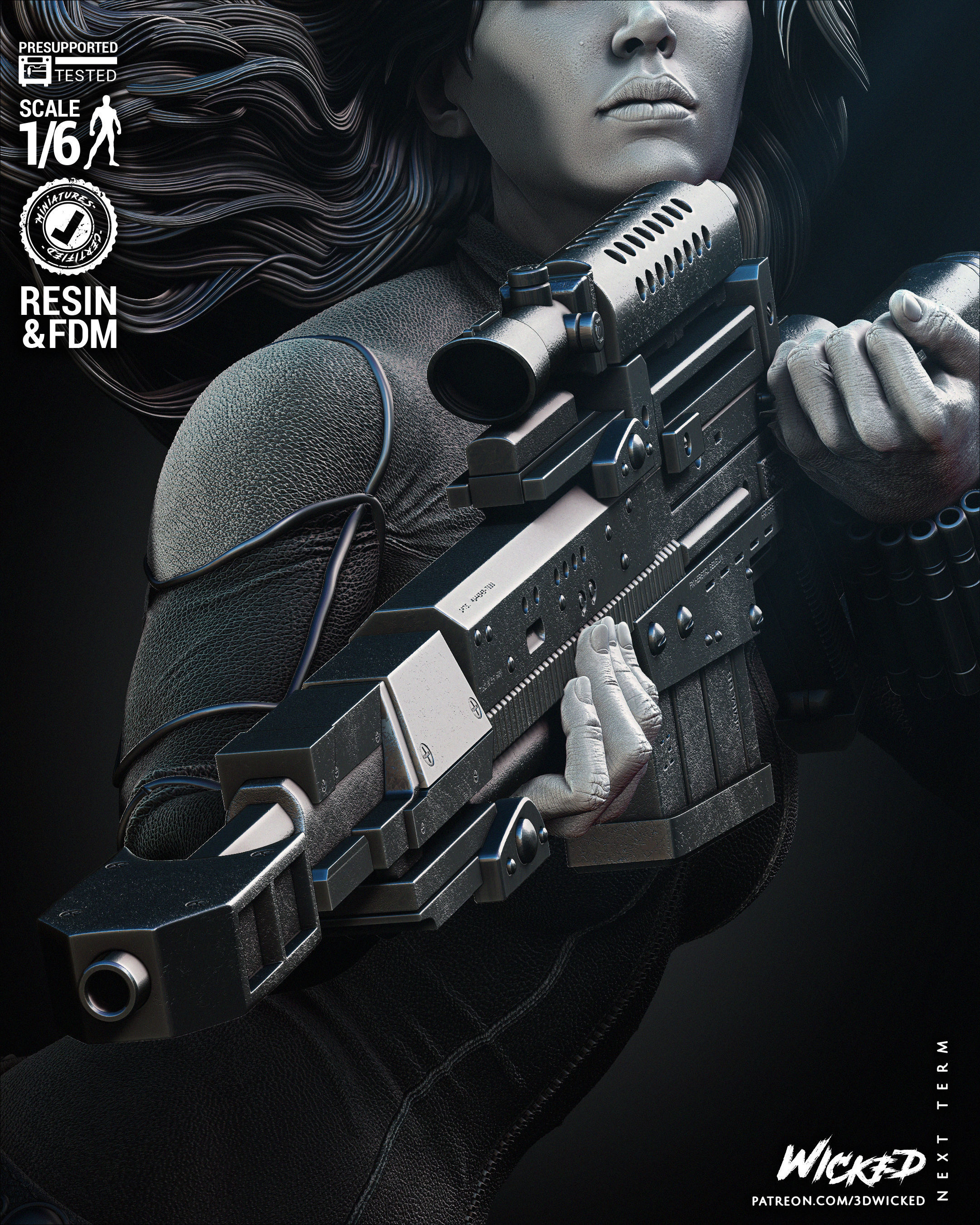 Wicked Marvel Black Widow Sculpture Tested for 3D printing 3D print model_59