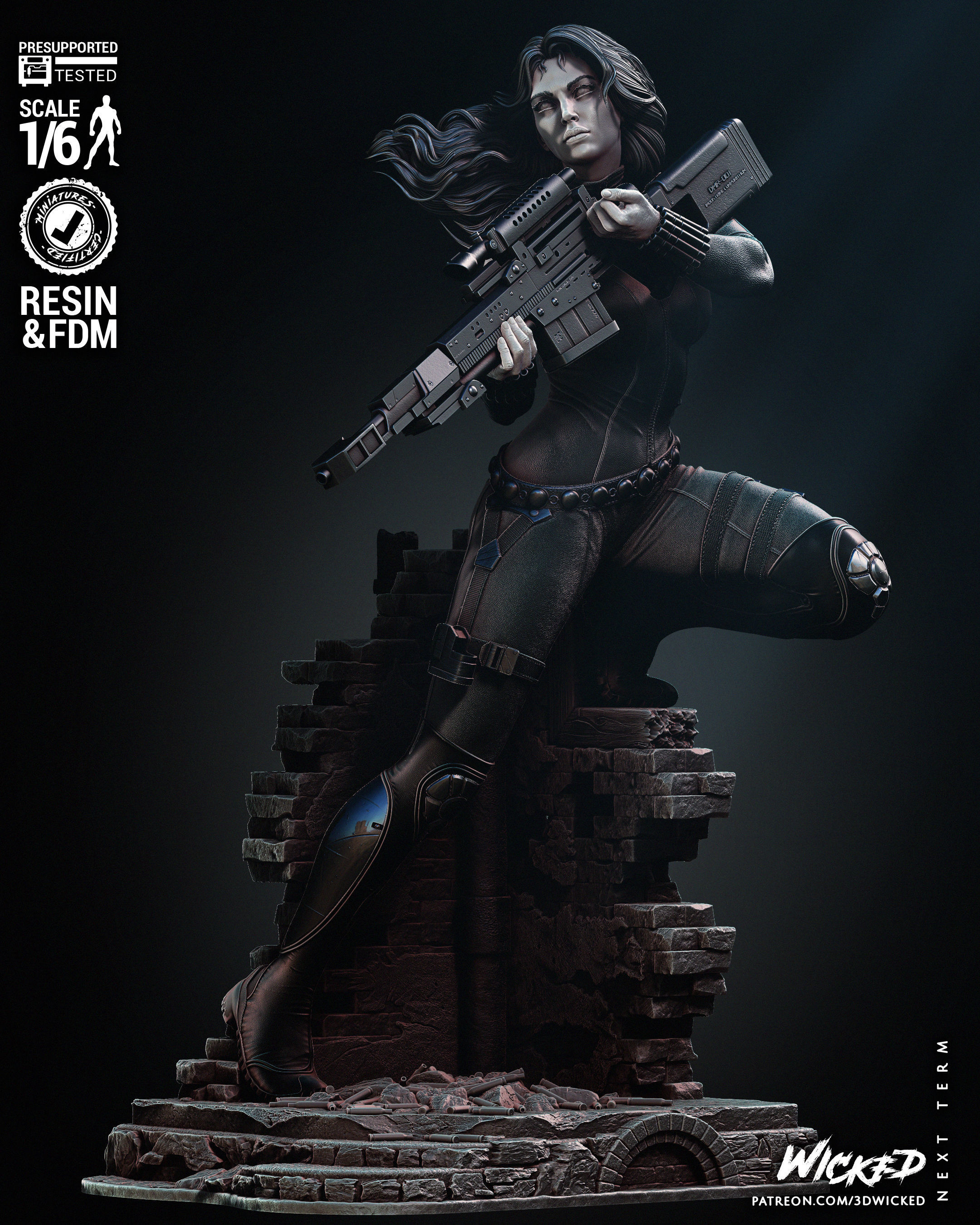 Wicked Marvel Black Widow Sculpture Tested for 3D printing 3D print model_15