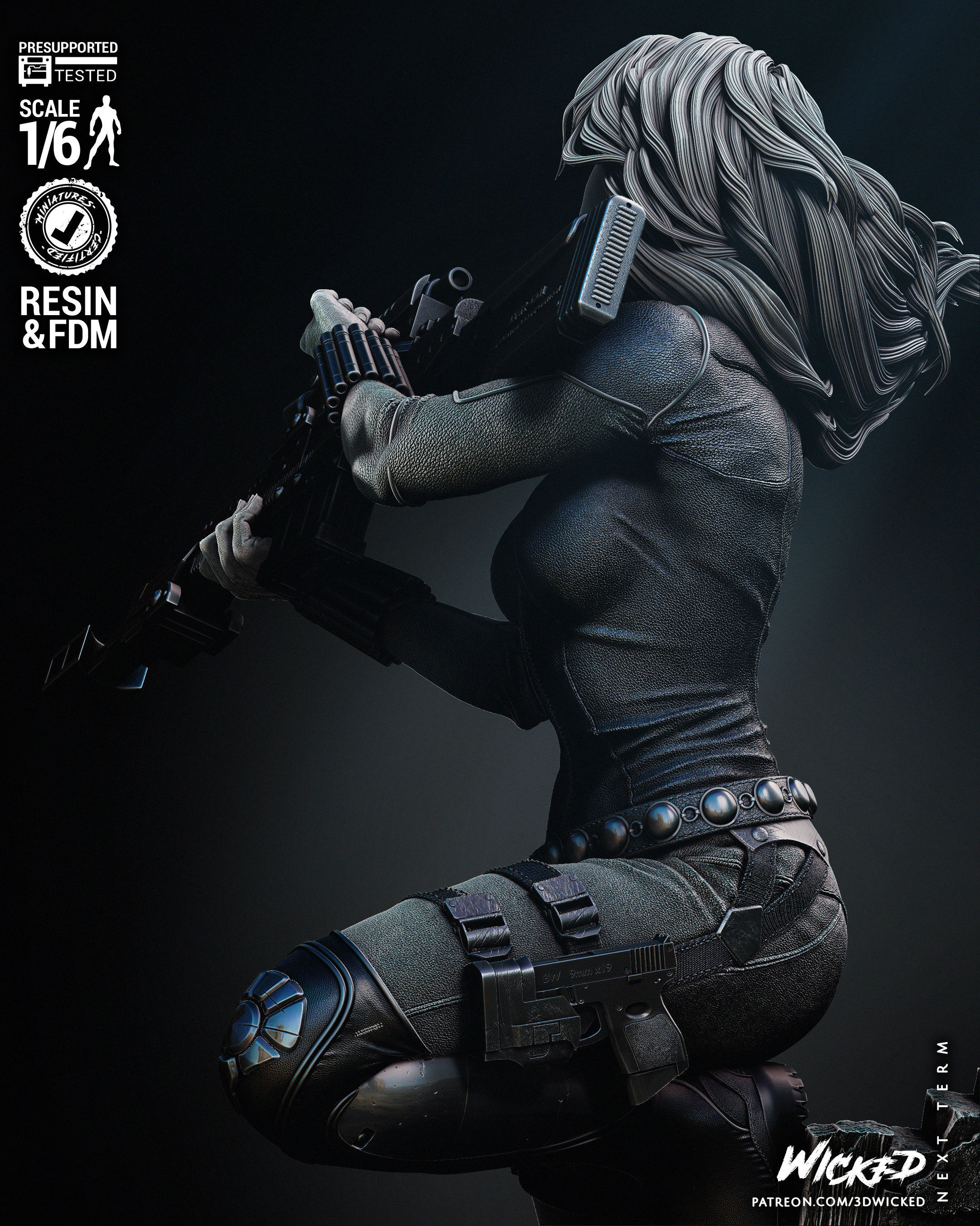 Wicked Marvel Black Widow Sculpture Tested for 3D printing 3D print model_53