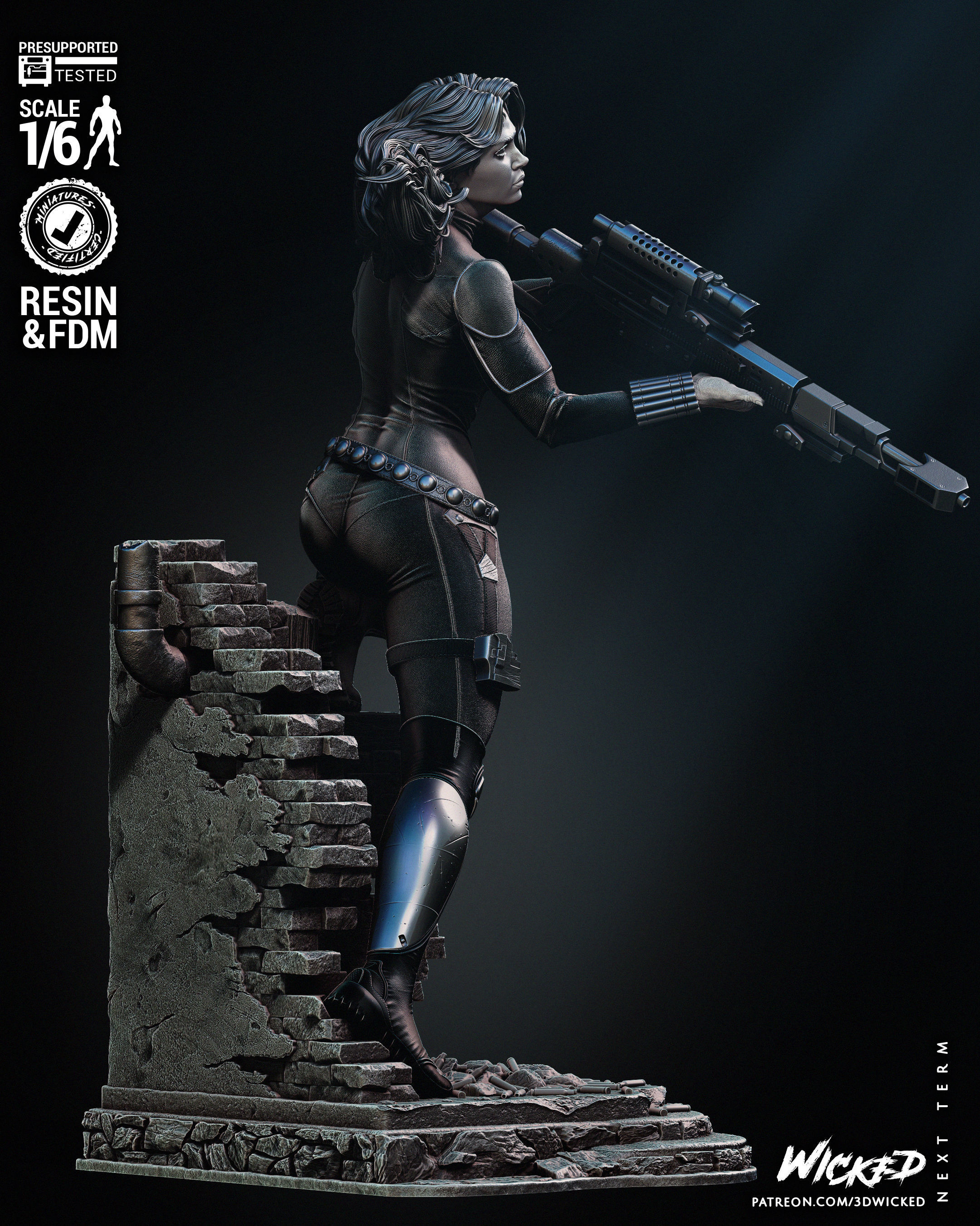 Wicked Marvel Black Widow Sculpture Tested for 3D printing 3D print model_18