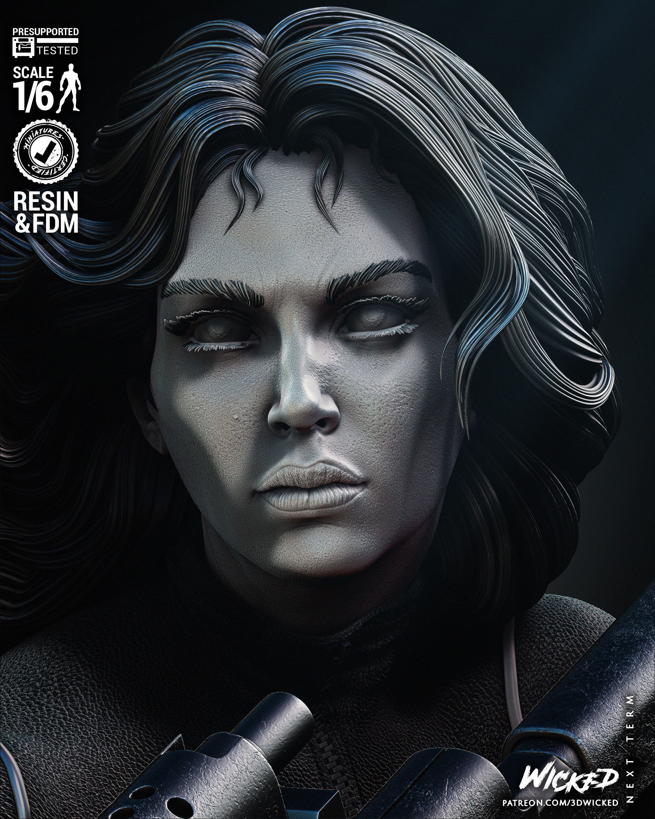 Wicked Marvel Black Widow Sculpture Tested for 3D printing 3D print model_42