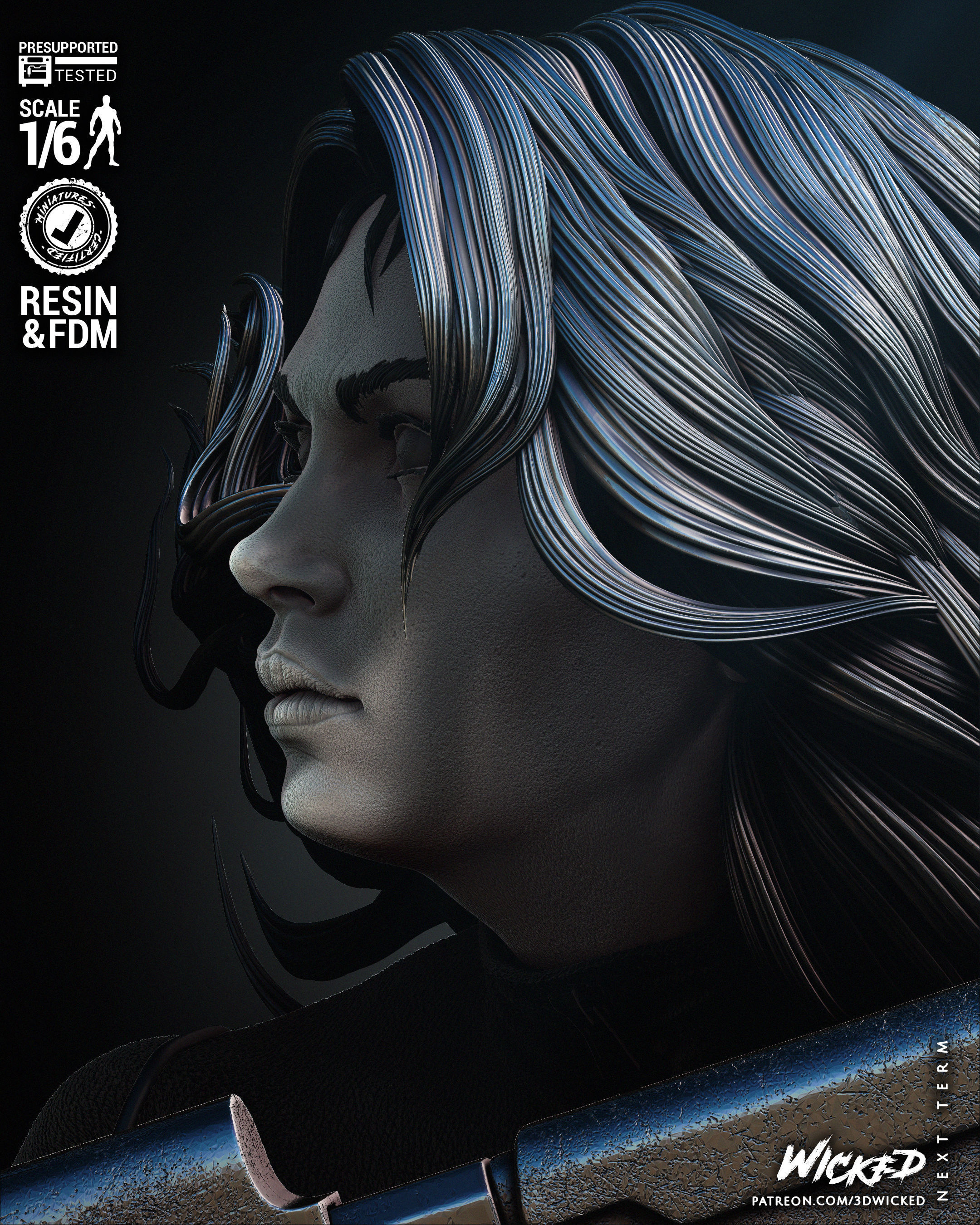Wicked Marvel Black Widow Sculpture Tested for 3D printing 3D print model_22