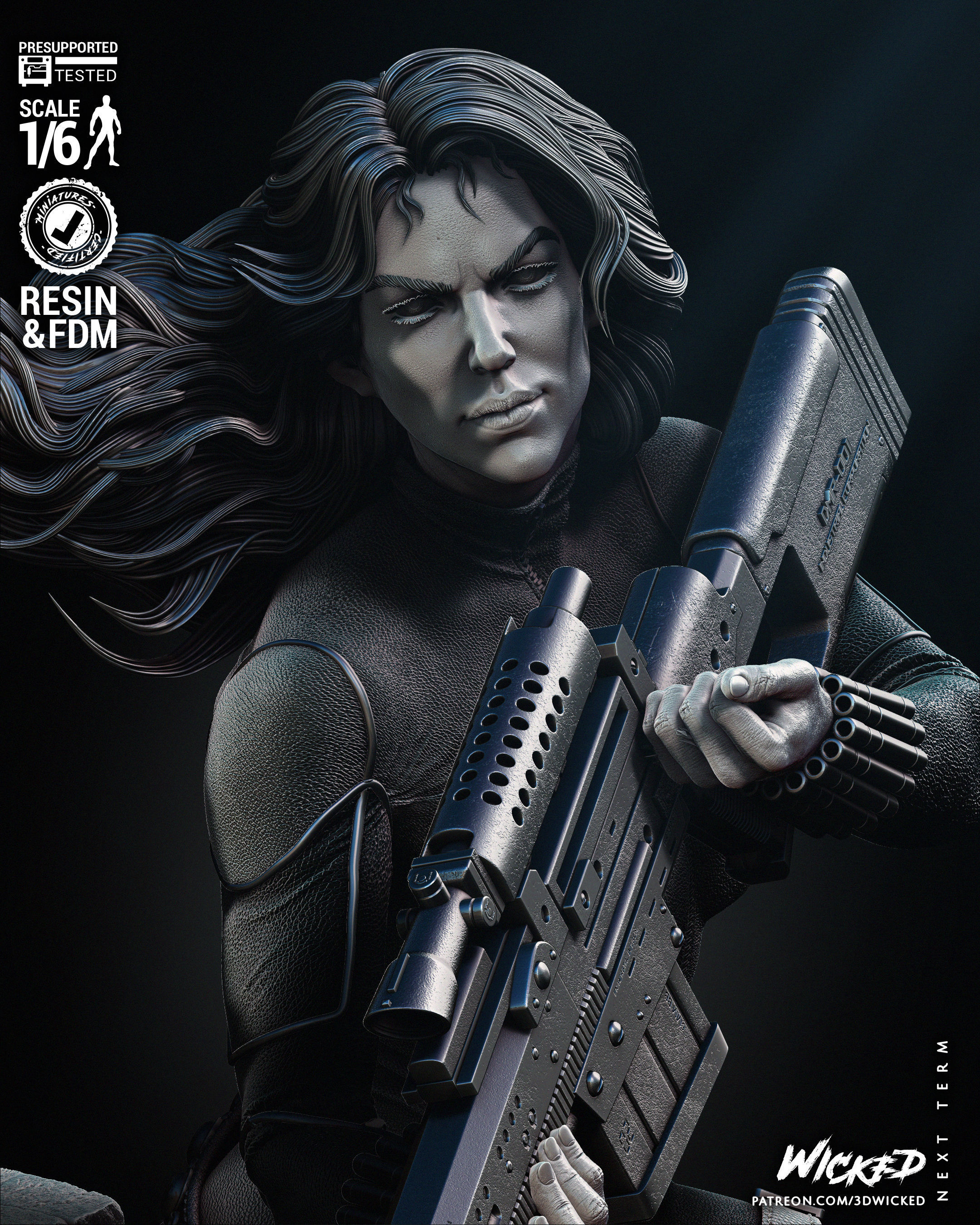 Wicked Marvel Black Widow Sculpture Tested for 3D printing 3D print model_31