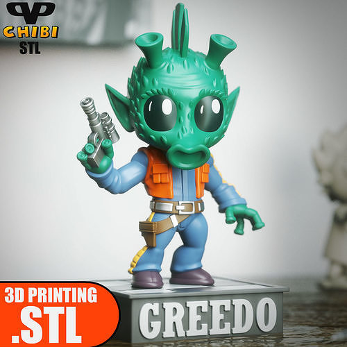 Greedo Chibi STL for 3D Printing ChibiSTL 3DXM