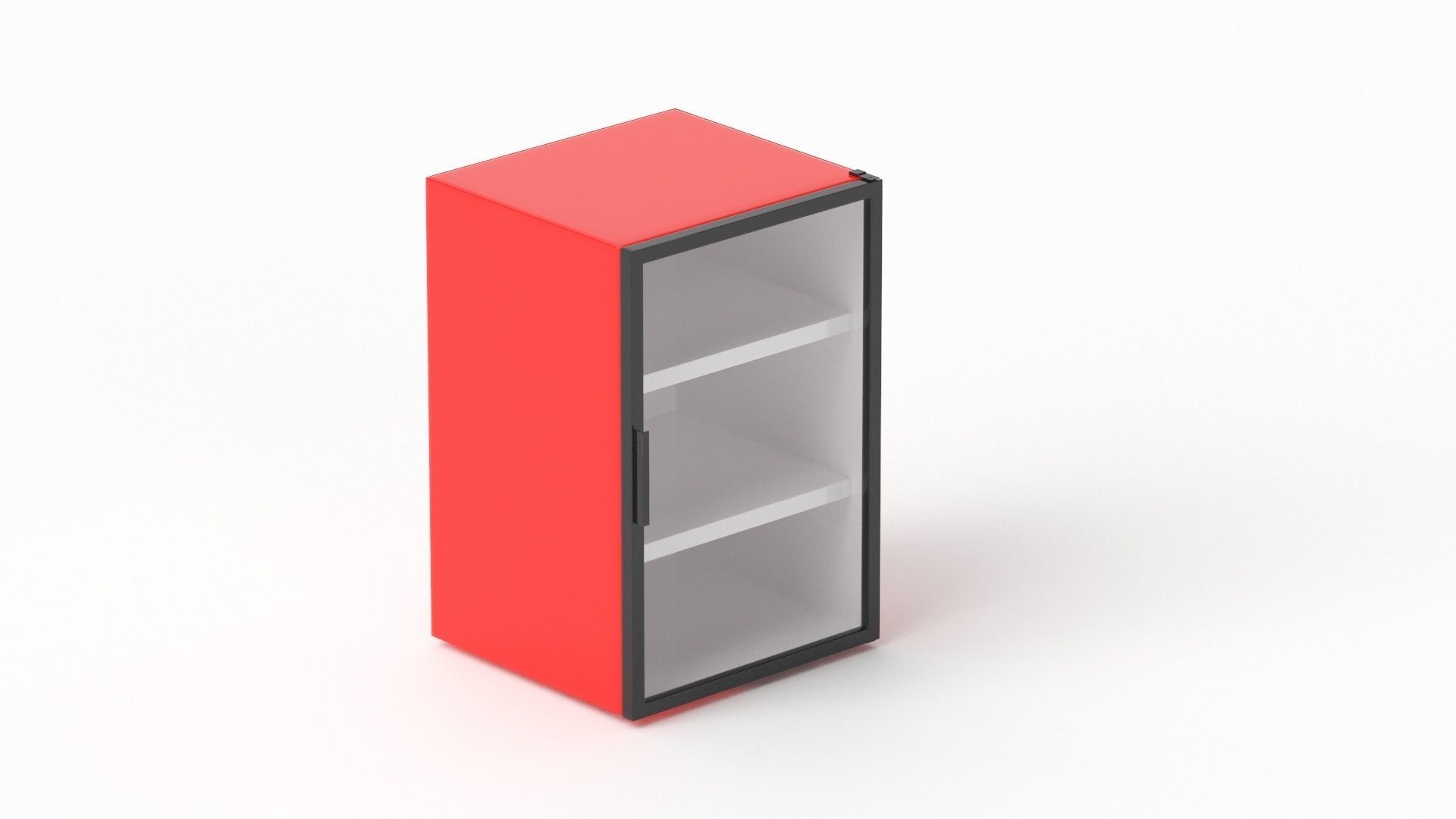 Red Mini Beverage Refrigerator 3D model_1