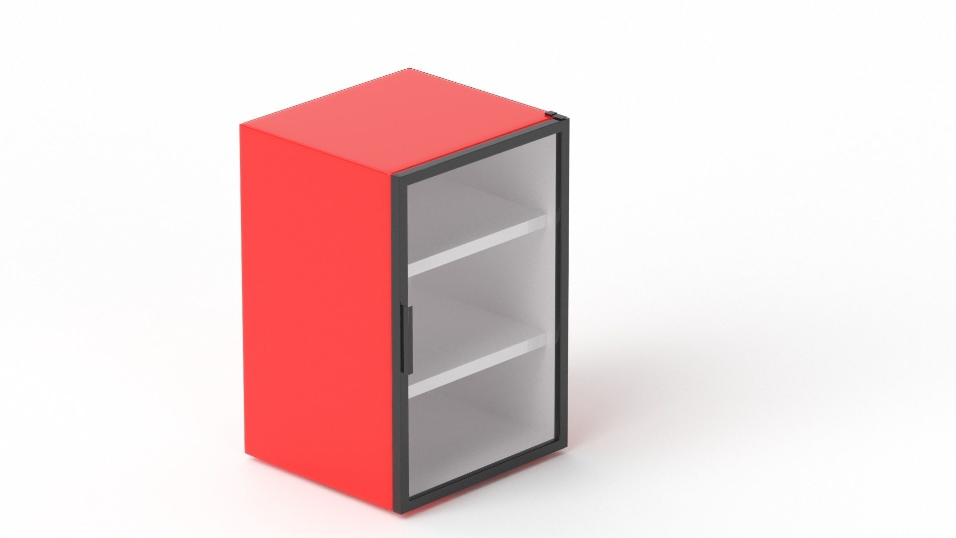 Red Mini Beverage Refrigerator 3D model_5