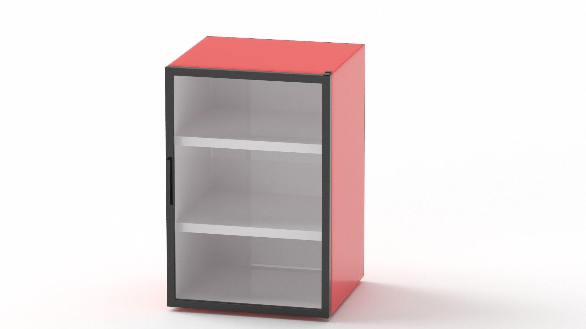 Red Mini Beverage Refrigerator 3D model_4