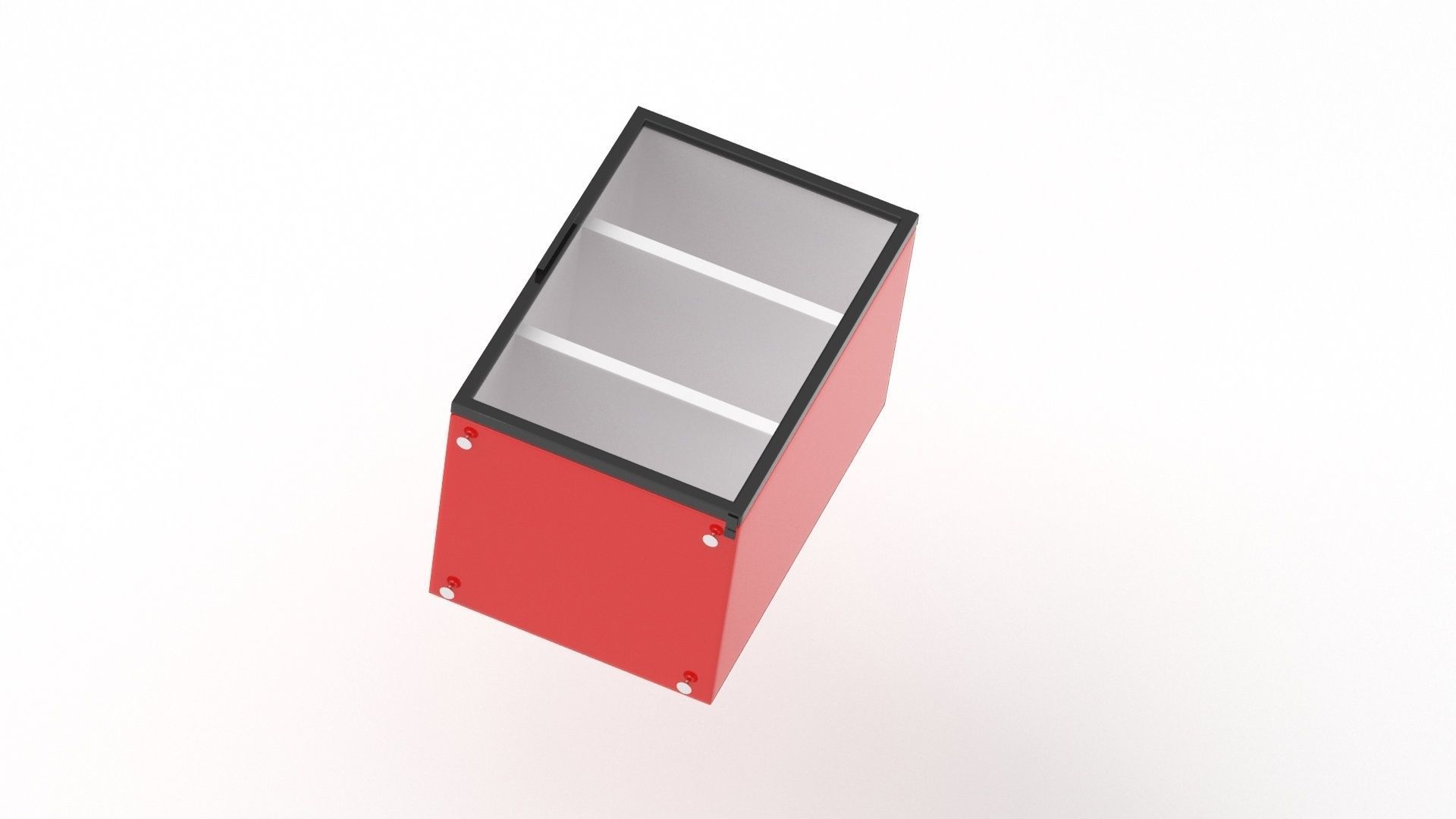 Red Mini Beverage Refrigerator 3D model_3
