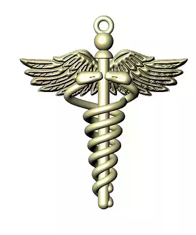 Lightweight Medical Symbol Pendant - Caduceus 