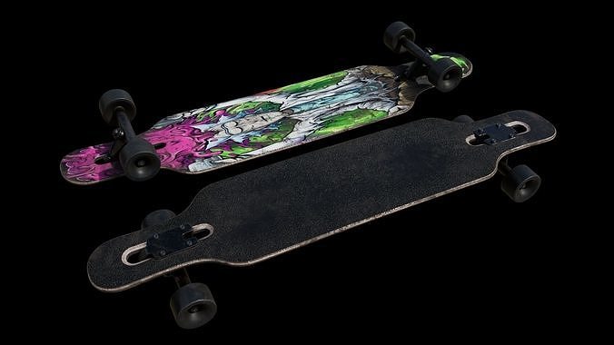 Used Long Board Low-poly 3D model