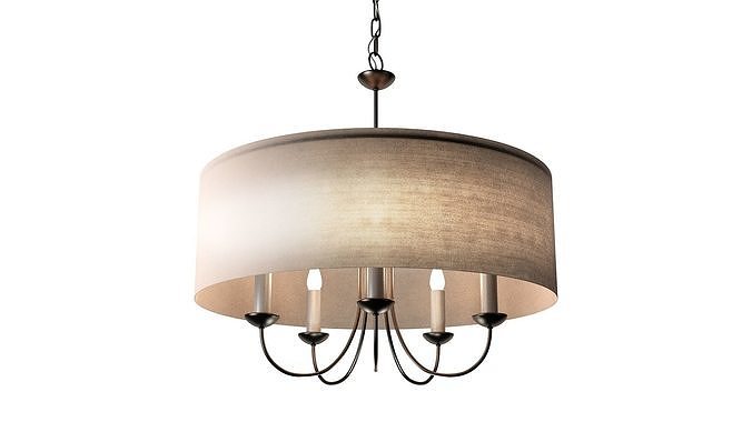 5 - Light Shaded Drum Chandelier 3D model