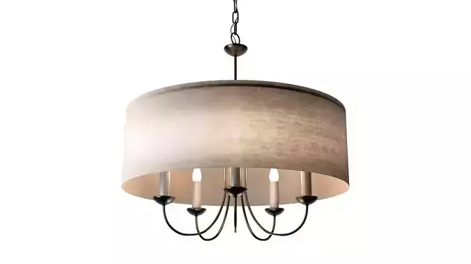 5 - Light Shaded Drum Chandelier 3D model