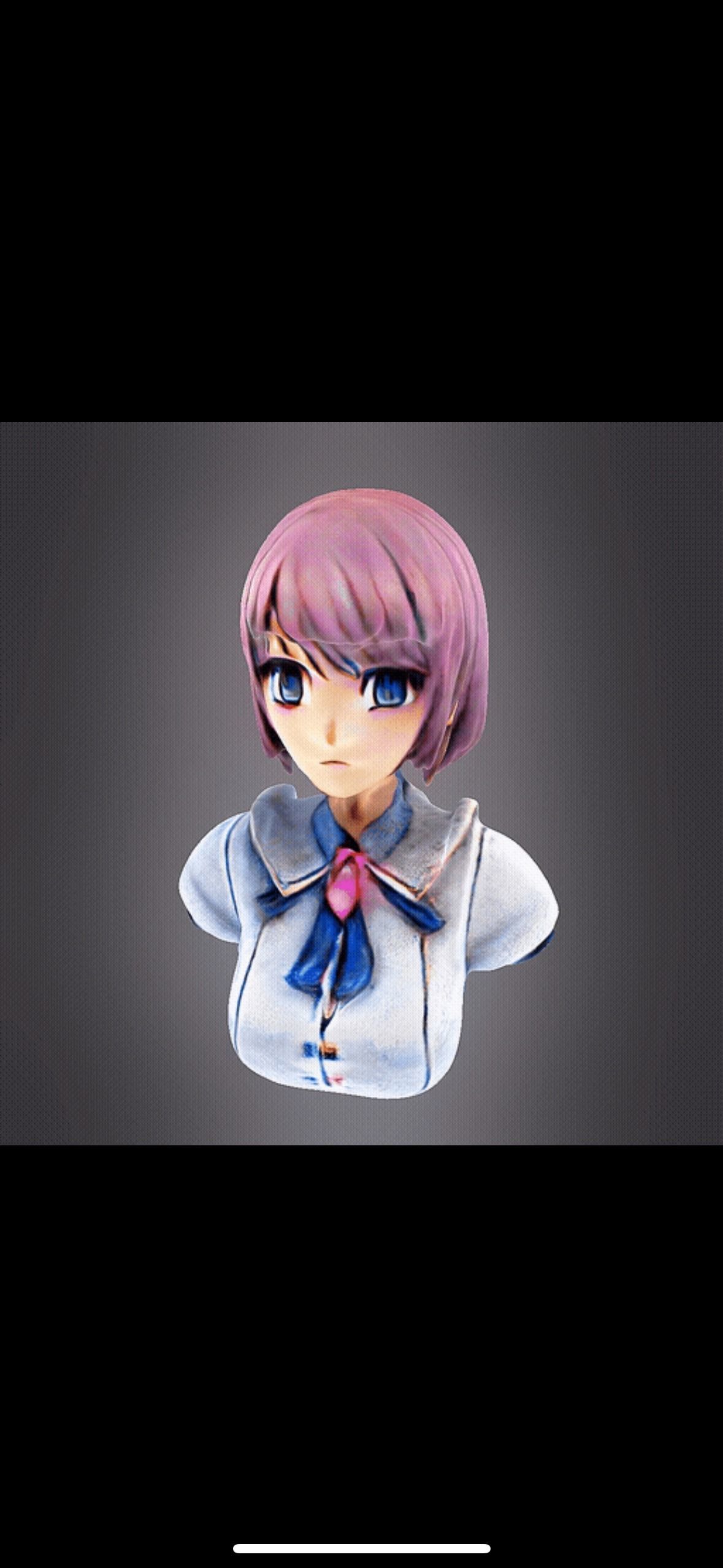 Anime girl bust 3D print model_5