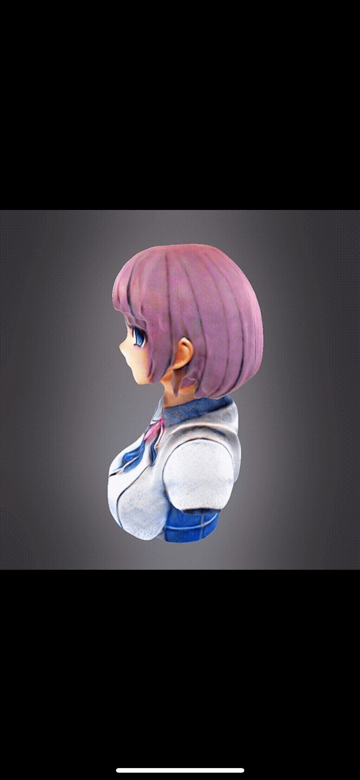 Anime girl bust 3D print model_4