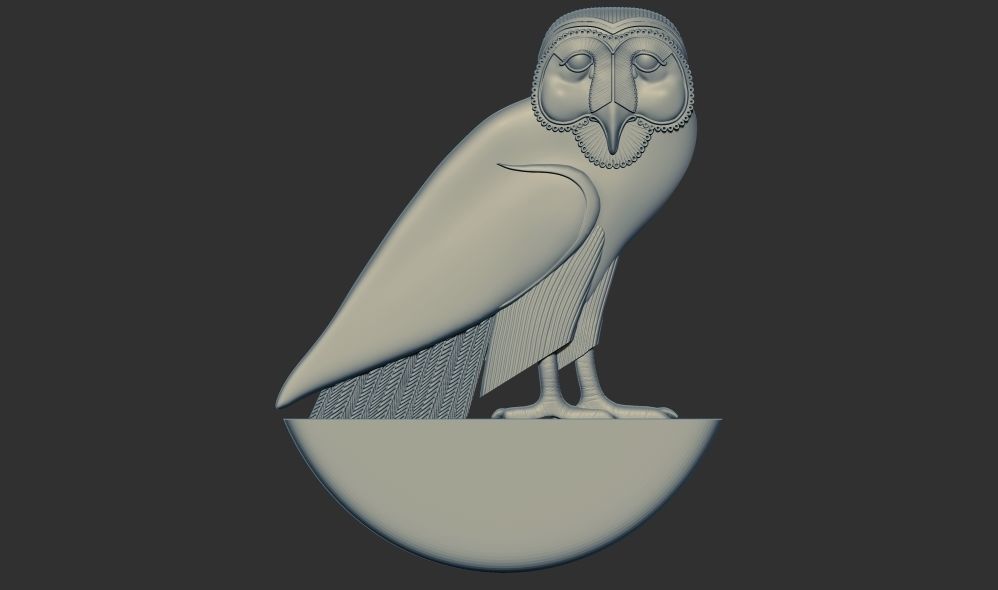Ancient Egyptian Relief plaque owl 3d printable model CNC 3D print model_4