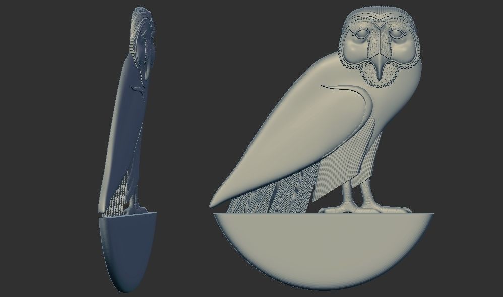 Ancient Egyptian Relief plaque owl 3d printable model CNC 3D print model_1