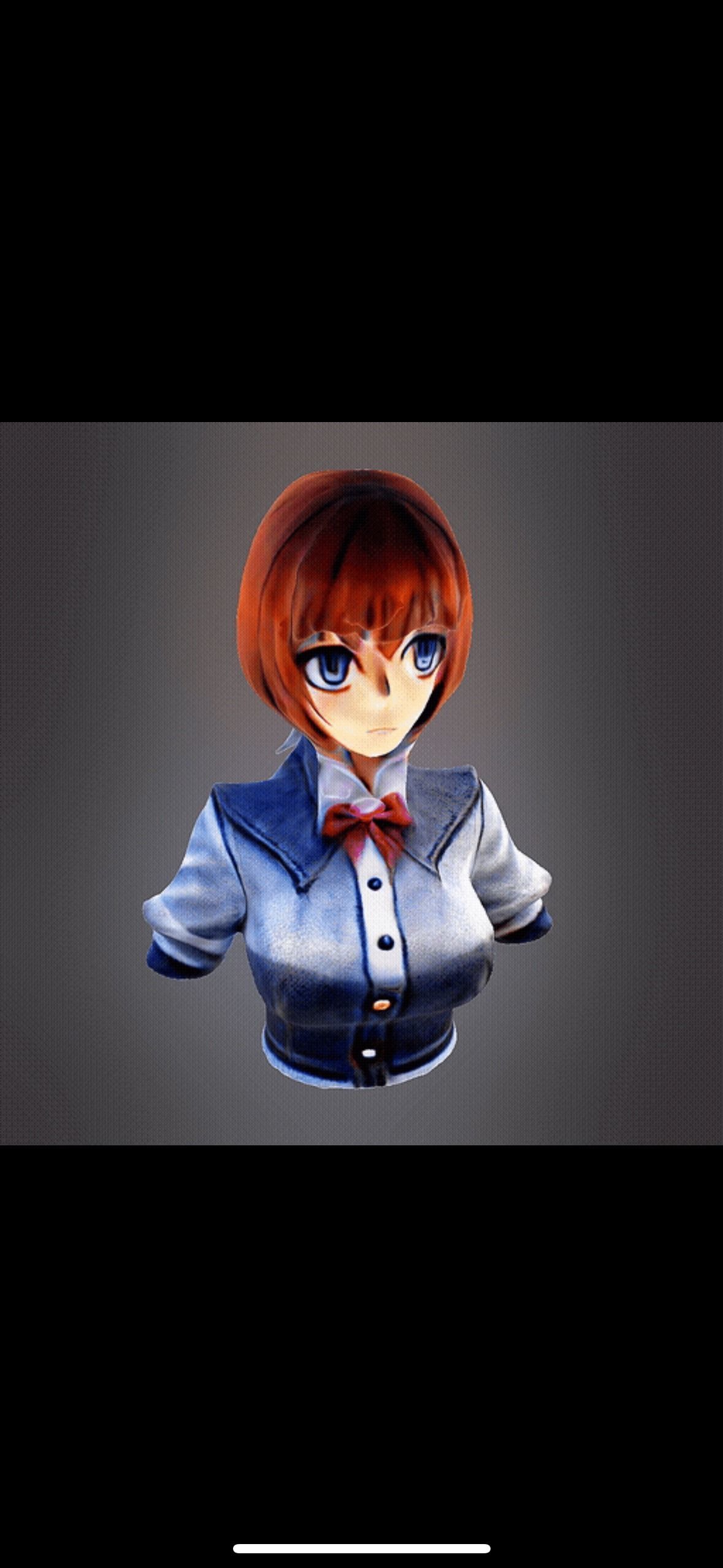 Anime girl bust 3D print model_6