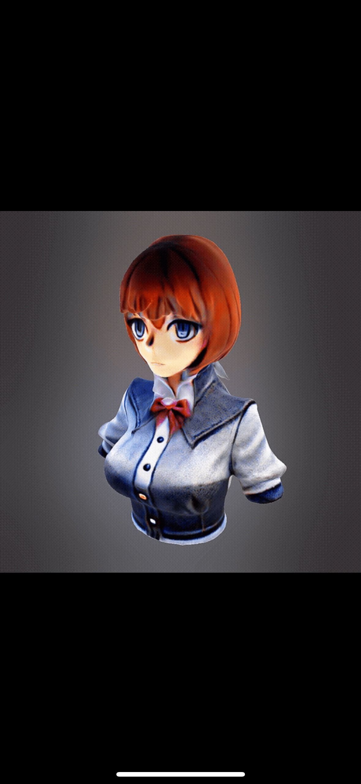Anime girl bust 3D print model_5