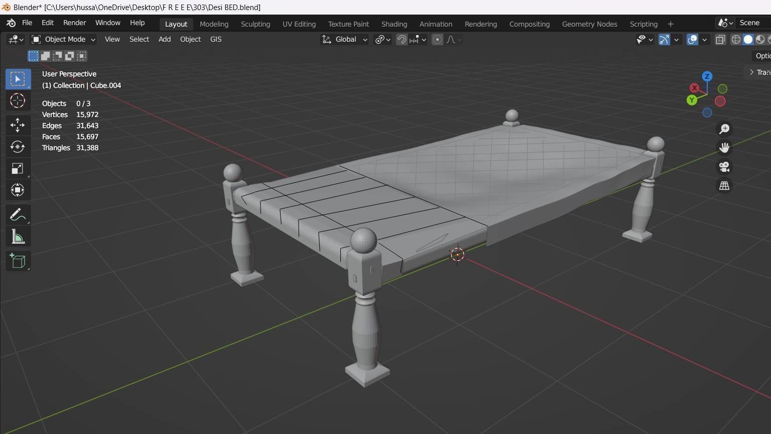 Desi BED Low-poly 3D model_8