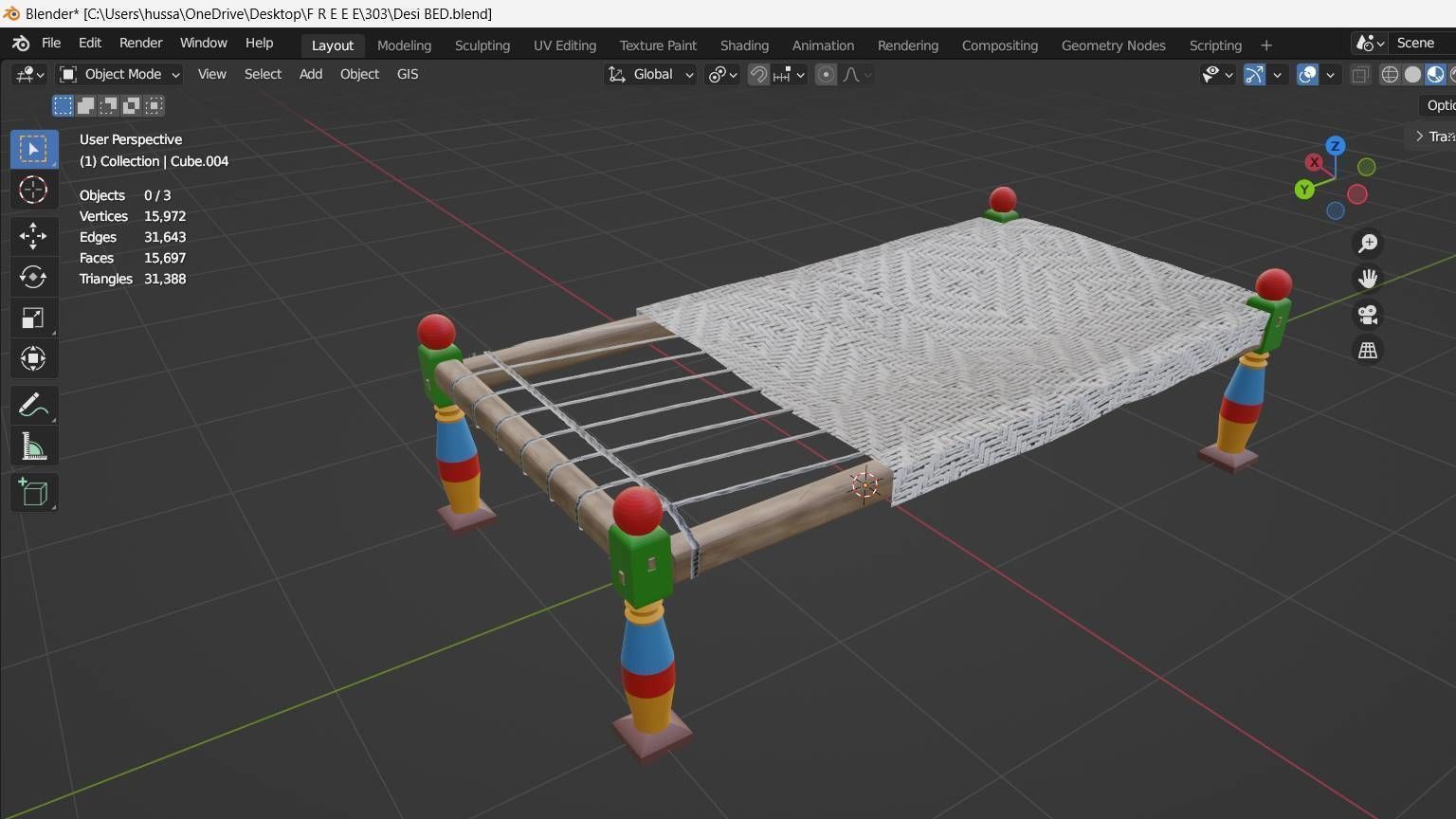 Desi BED Low-poly 3D model_7