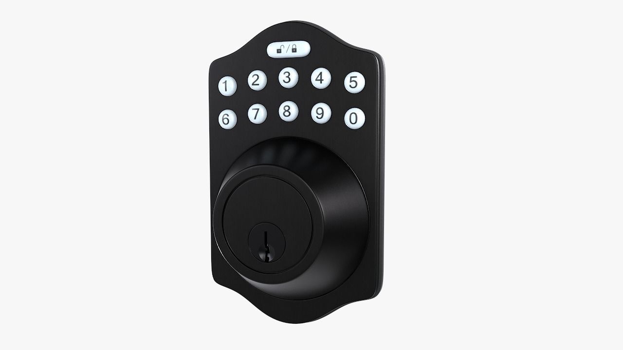 Electrical Door Lock with a Keypad A01 3D model_2