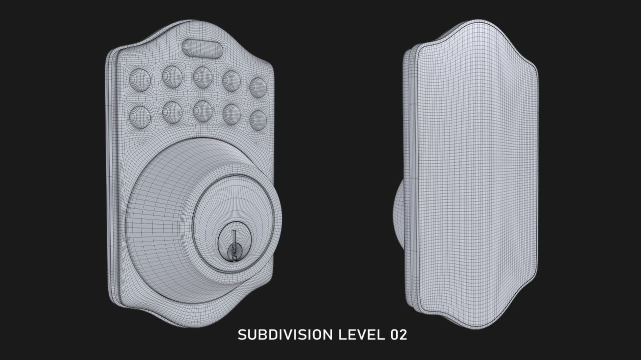Electrical Door Lock with a Keypad A01 3D model_12