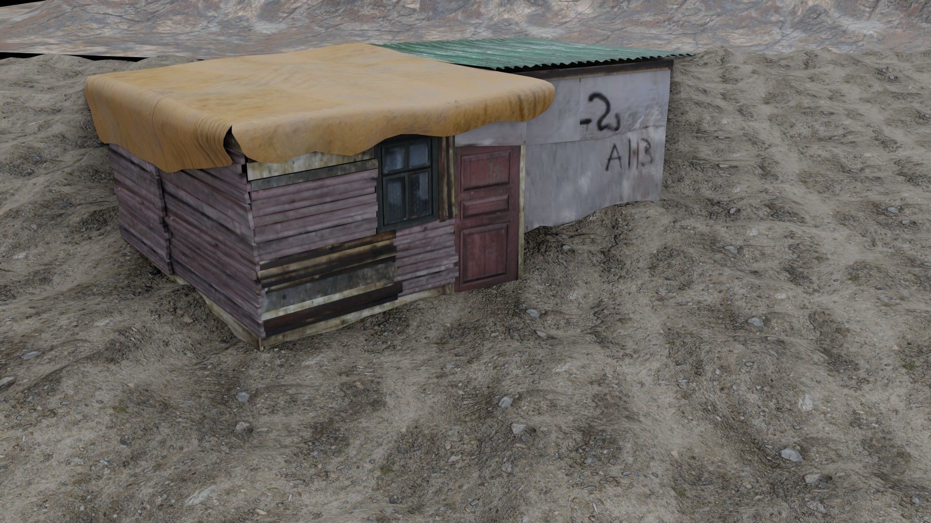 2 Room Shanty House 3D model_2