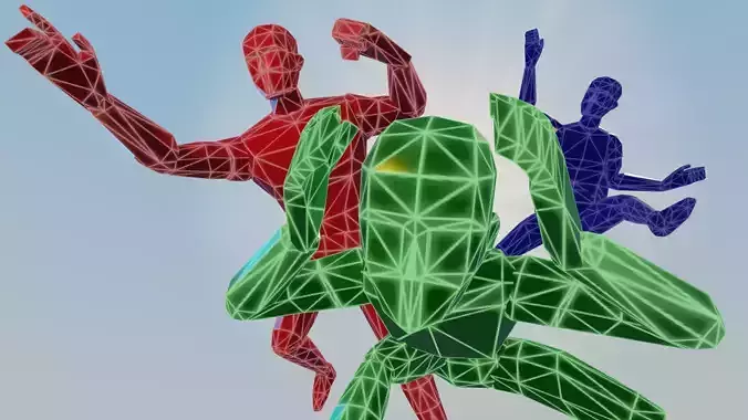 LOW POLY HUMAN PACK with UVs and Hairstyles Low-poly 3D model