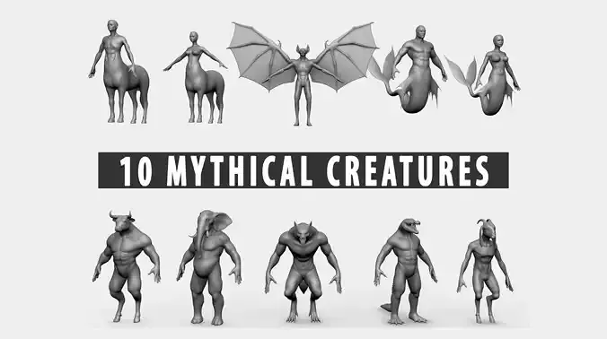 10 Mythical Creatures 3D Model Collection