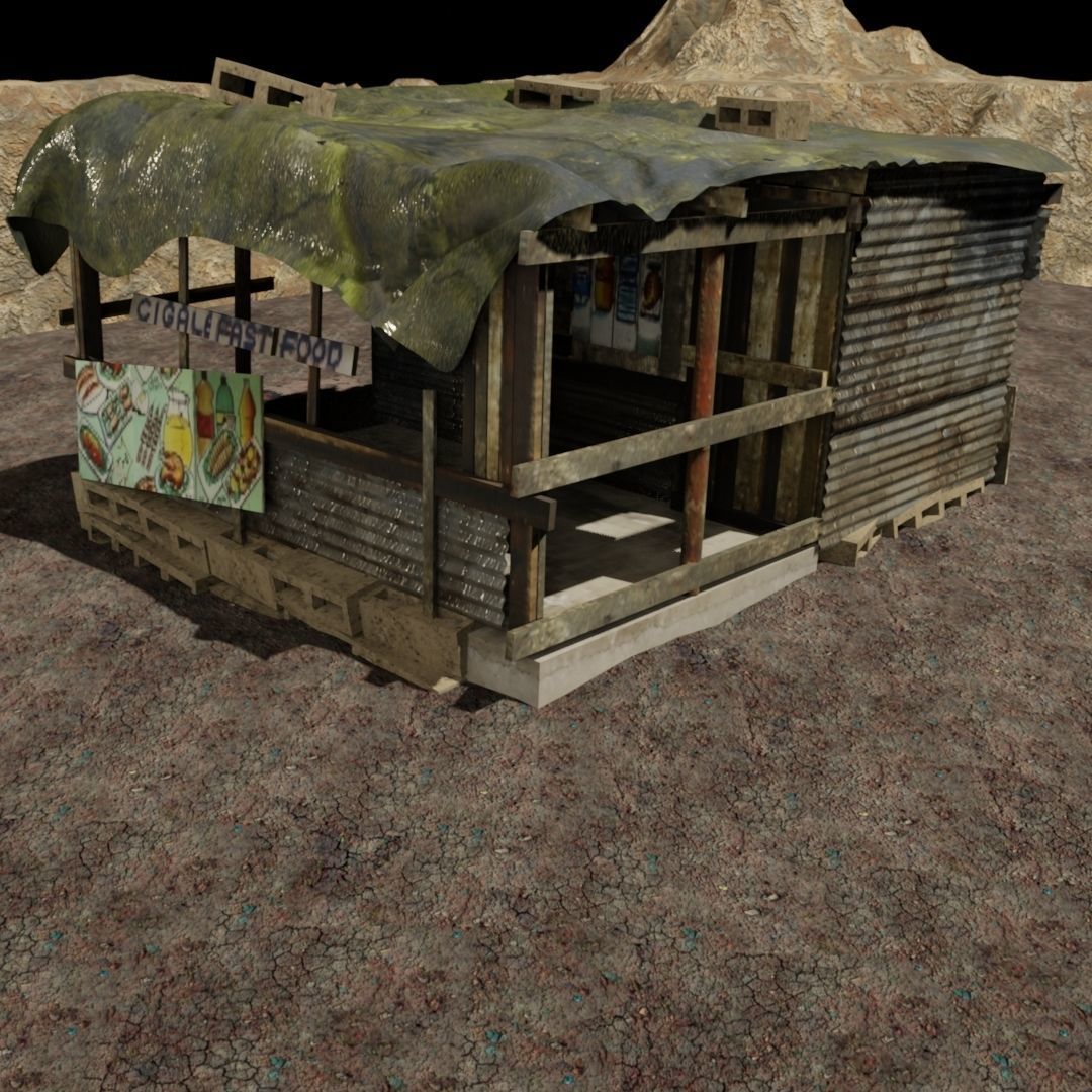 Slum Shanty community pack for projects and games  Low-poly 3D model_11