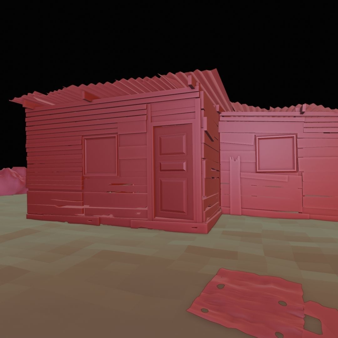 Slum Shanty community pack for projects and games  Low-poly 3D model_2