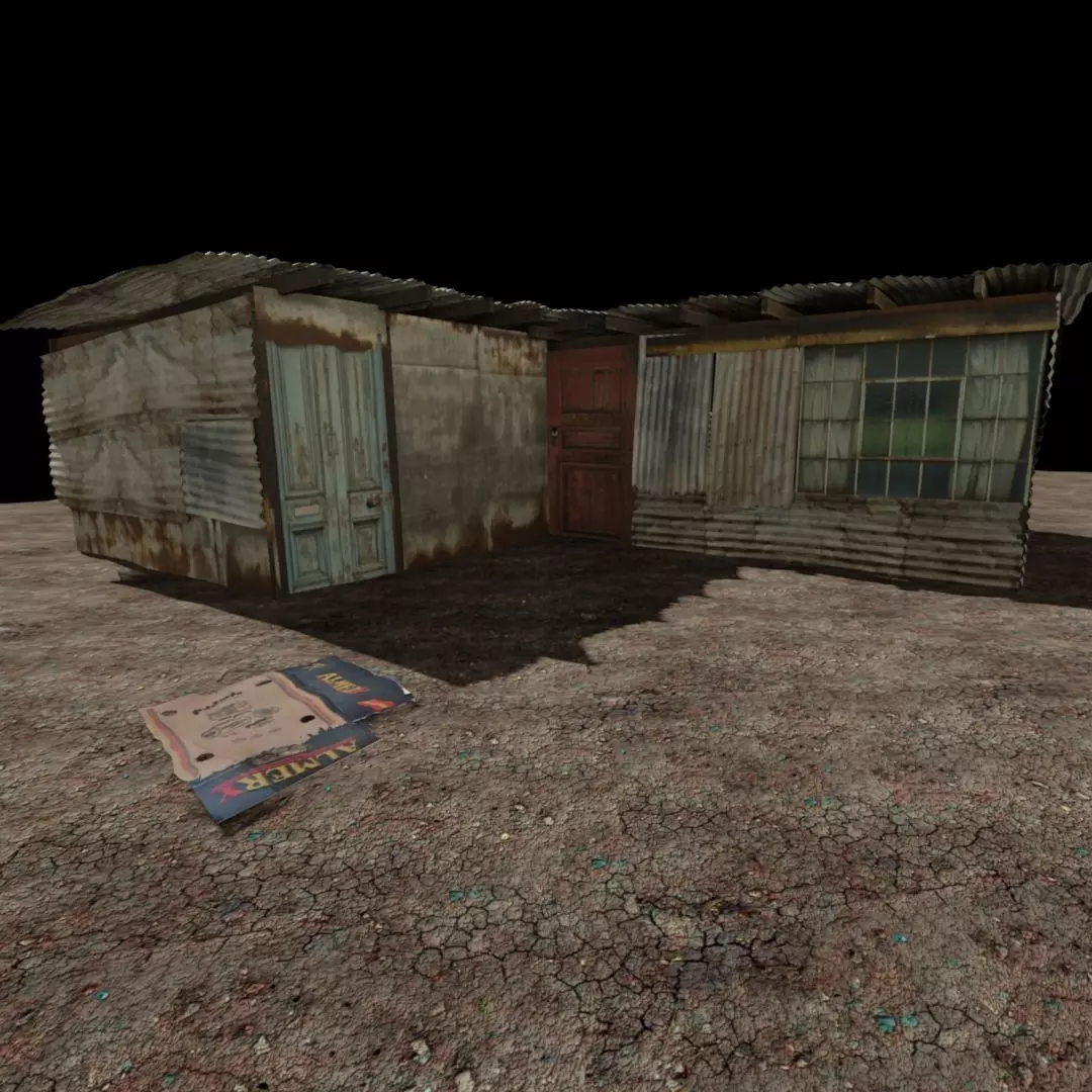 Slum Shanty community pack for projects and games  Low-poly 3D model_0