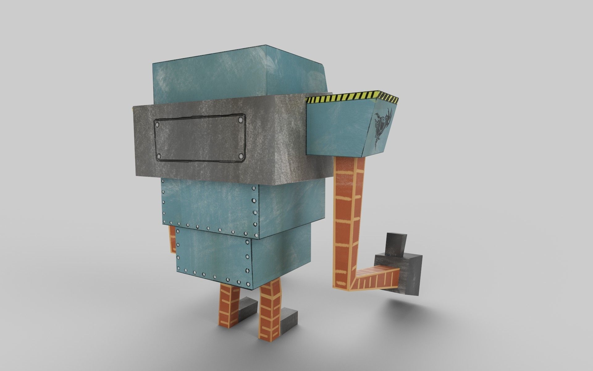 PAPER ROBOT TOY Low-poly 3D model_5