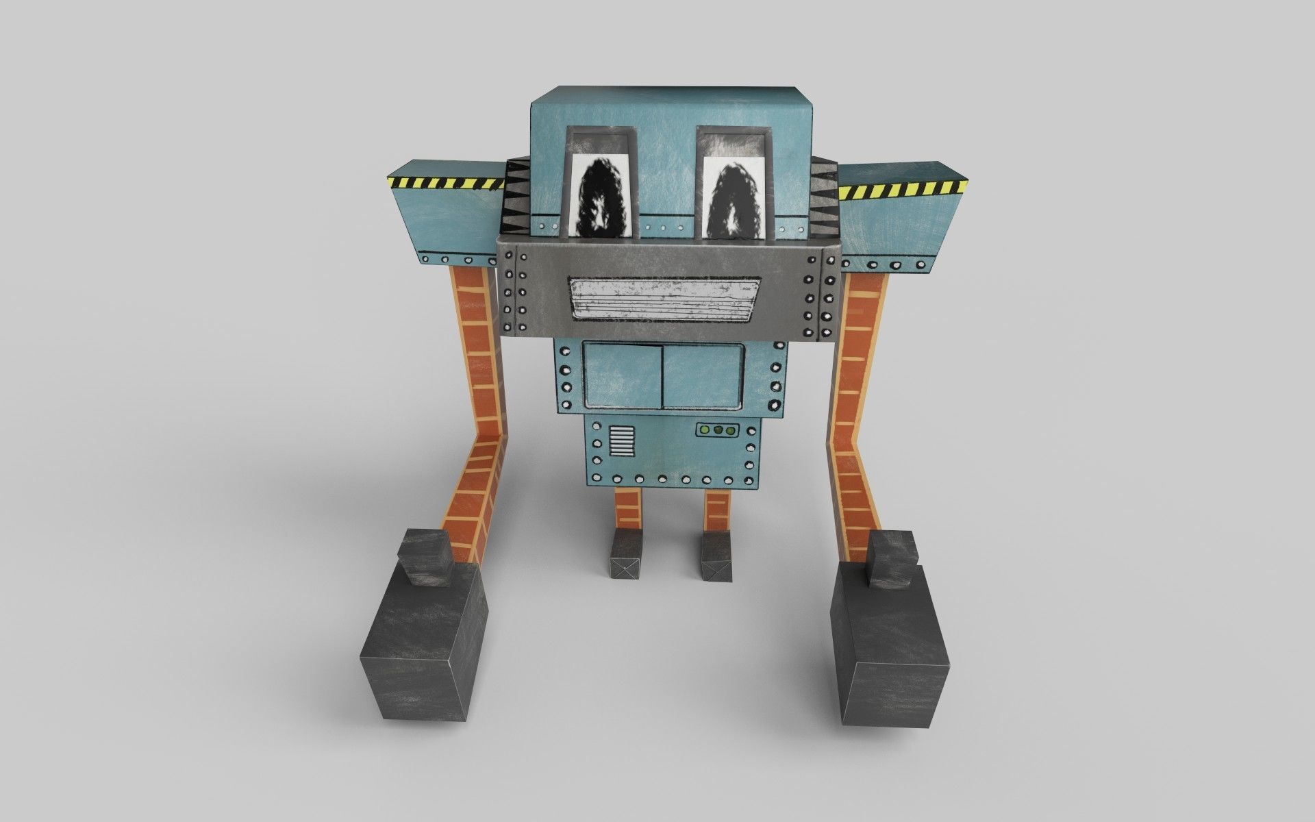 PAPER ROBOT TOY Low-poly 3D model_3