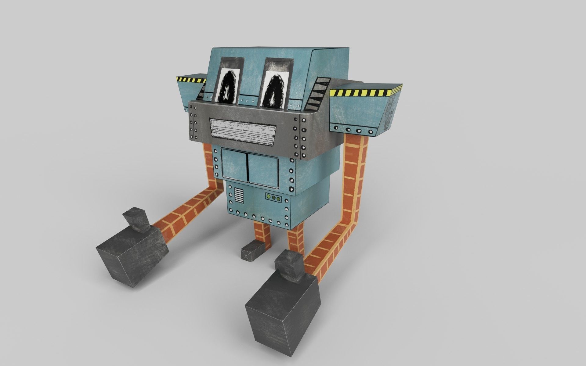 PAPER ROBOT TOY Low-poly 3D model_2