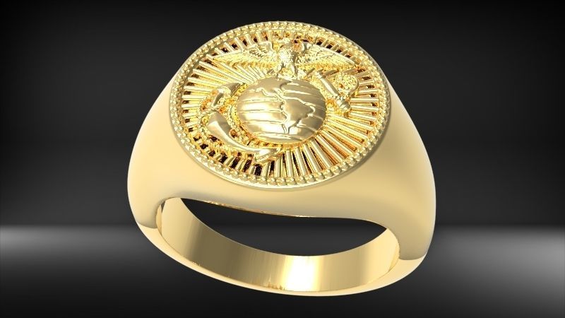 UNITED STATES MARINE CORPS MENS SIGNET FASHION RING JEWELRY 3D print model_3