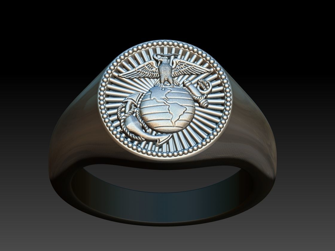 UNITED STATES MARINE CORPS MENS SIGNET FASHION RING JEWELRY 3D print model_1