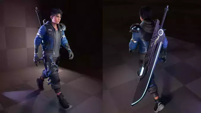 Fantasy Cyberpunk Swordsman BlendFile