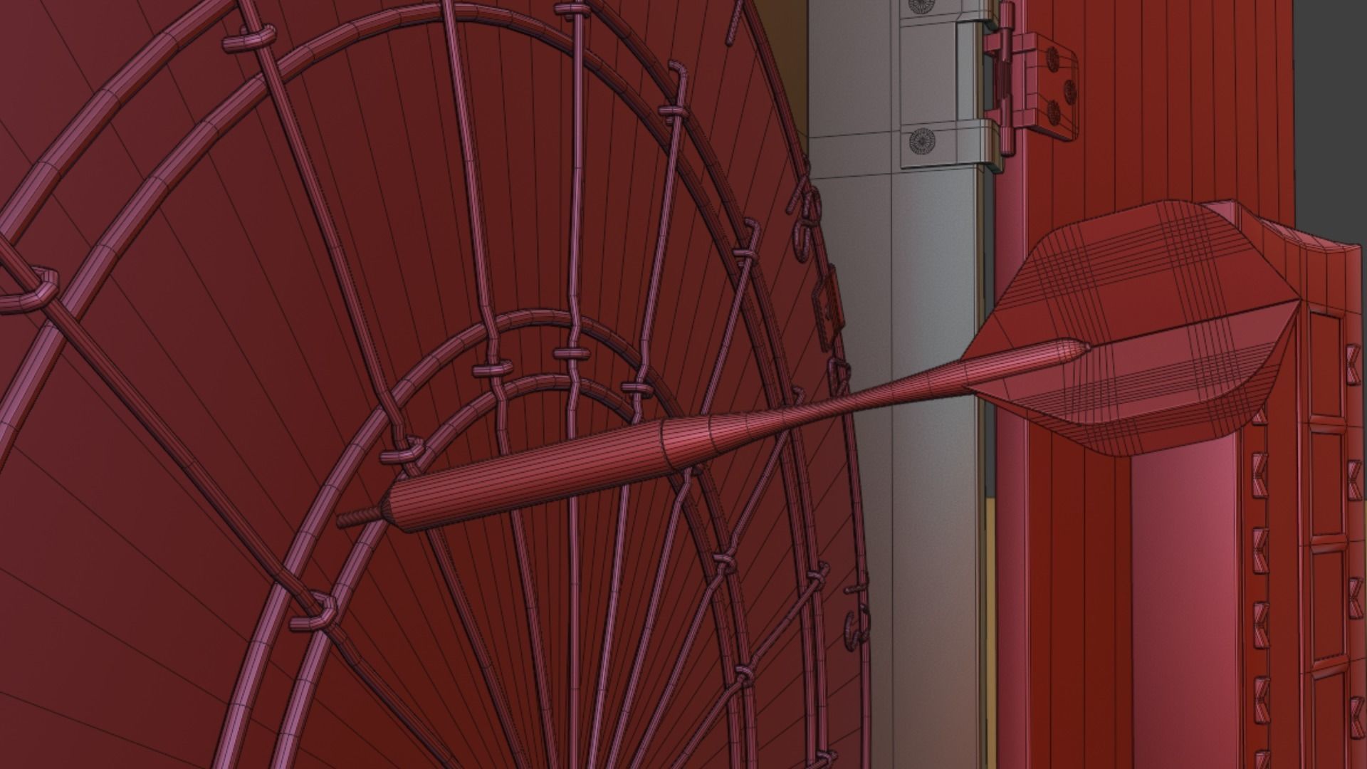 Dartboard and Cabinet with Scoreboard and Darts 3D model_9