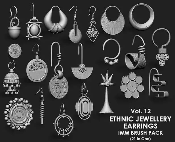 Ethnic Jewellery Earrings IMM Brush Pack 21 in One Vol 12