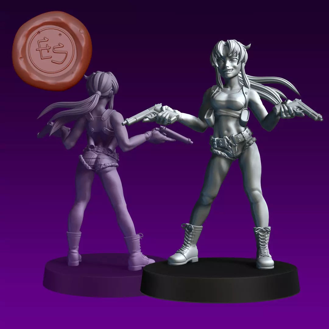 Revy - Black Lagoon - 32mm Miniature 3D print model_0