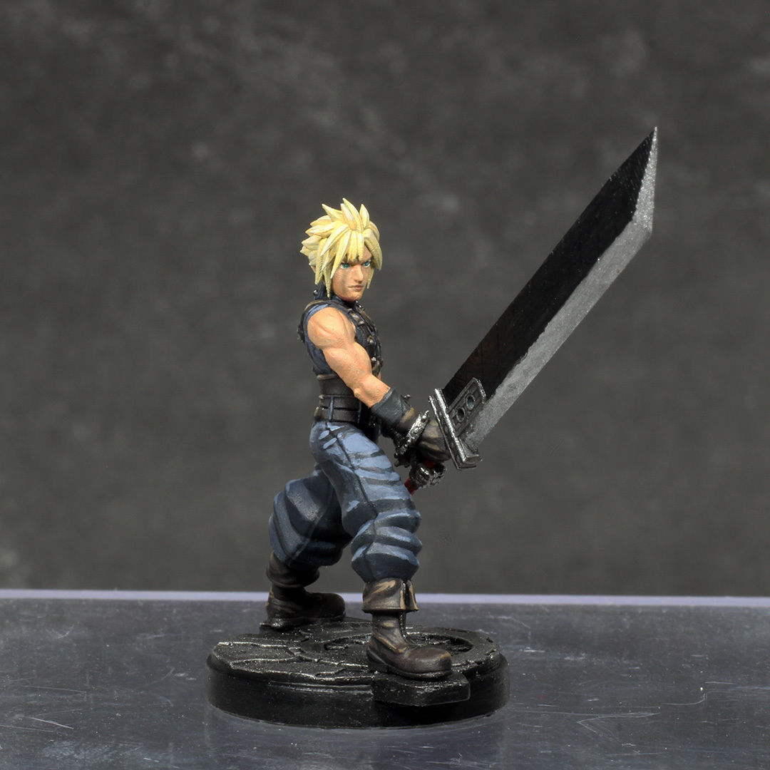 Cloud Strife - FFVII - 32mm Miniature 3D print model_3