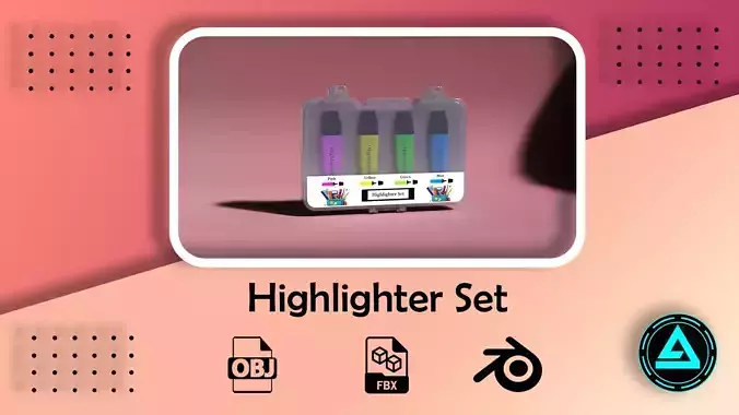 Highlighter Set Low-poly 3D model