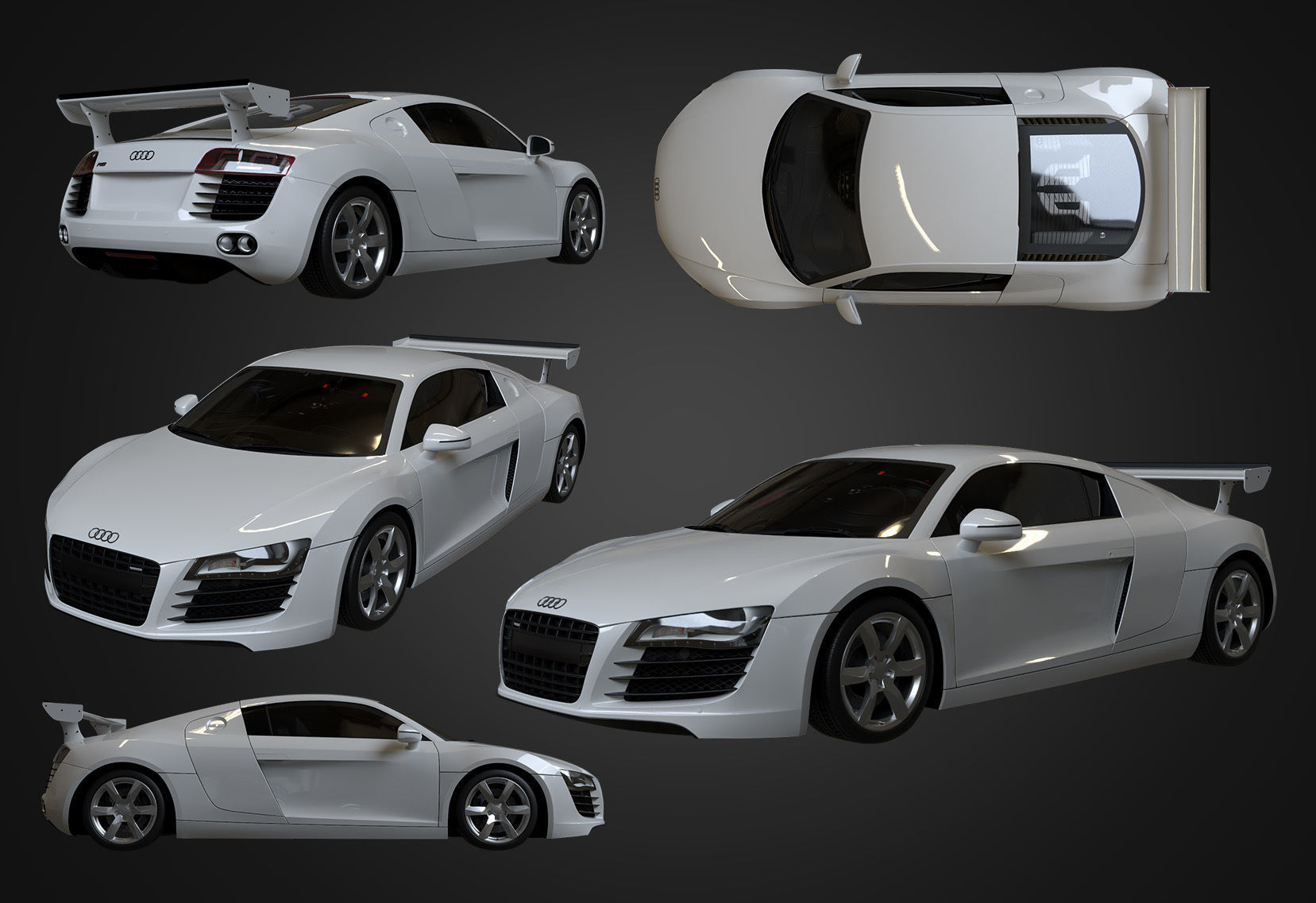 2008 Audi R8 FSI quattro Low-poly 3D model_1