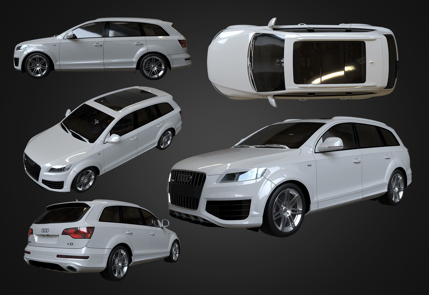2009 Audi Q7 V12 TDI Low-poly 3D model_1