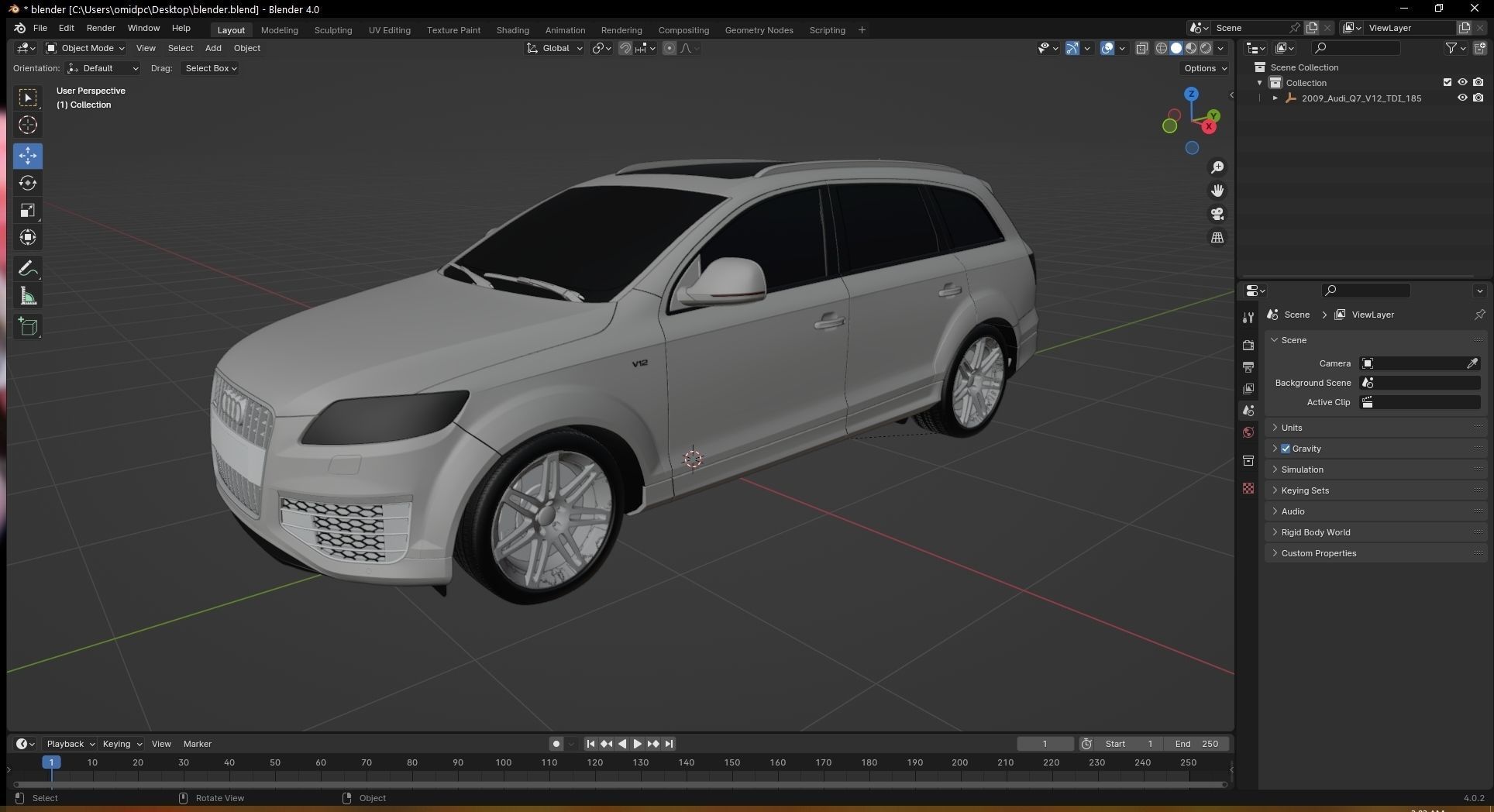 2009 Audi Q7 V12 TDI Low-poly 3D model_27